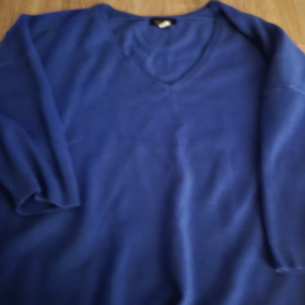 Cashmere Sweater Plus Size Cobalt Blue Lands End - Picture 6 of 7